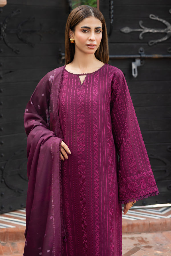 Farasha Embroidered Khaddar Unstitched 3Pc Suit - Rosemer