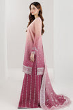 Farasha Fiorella Embroidered Chiffon Unstitched 3Pc Suit - ROSETTE BLUSH
