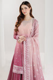 Farasha Fiorella Embroidered Chiffon Unstitched 3Pc Suit - ROSETTE BLUSH