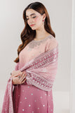 Farasha Fiorella Embroidered Chiffon Unstitched 3Pc Suit - ROSETTE BLUSH