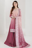 Farasha Fiorella Embroidered Chiffon Unstitched 3Pc Suit - ROSETTE BLUSH