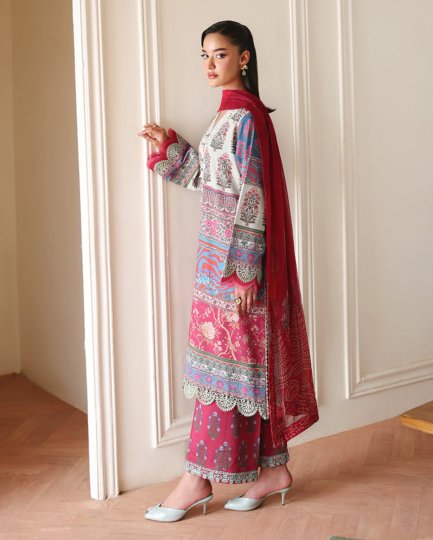 Roheenaz Eclat Gerden Printed Lawn Unstitched 3Pc Suit - ROSETTE DREAM