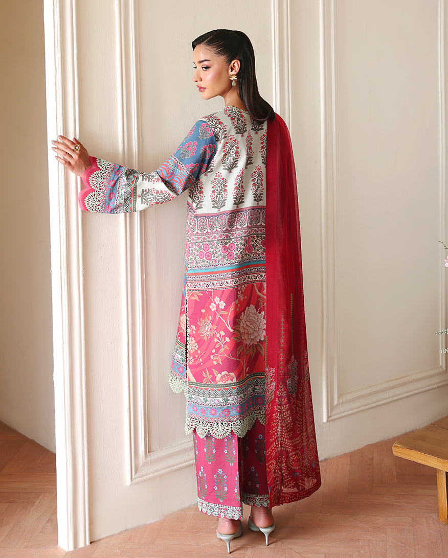 Roheenaz Eclat Gerden Printed Lawn Unstitched 3Pc Suit - ROSETTE DREAM