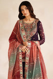 Farasha Luxury Embroidered Chiffon Unstitched 3Pc Suit - Rosette Glow