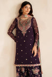 Farasha Luxury Embroidered Chiffon Unstitched 3Pc Suit - Rosette Glow