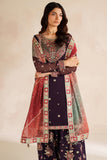 Farasha Luxury Embroidered Chiffon Unstitched 3Pc Suit - Rosette Glow