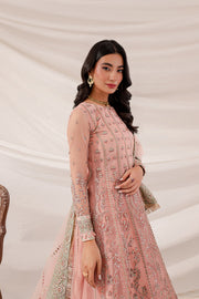 Farasha Lumiere Luxury Embroidered Net Unstitched 3Pc Suit - Rosewood