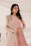 Farasha Lumiere Luxury Embroidered Net Unstitched 3Pc Suit - Rosewood