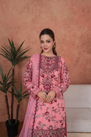 Feathers Premium Embroidered Lawn Unstitched 3Pc Suit - Rosewood Heirloom