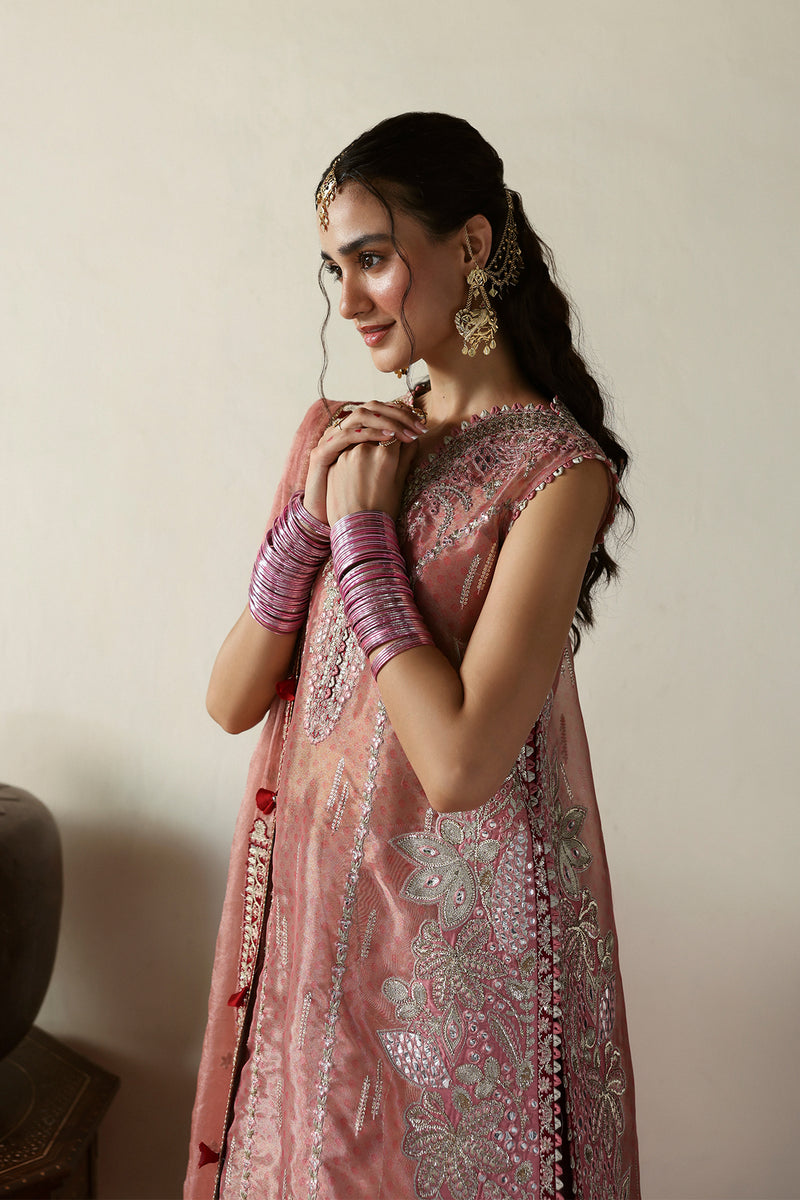 Afrozeh Shehnai Embroidered Tissue Zari Unstitched 3Pc Suit AFS-25-09 ROSHAAN