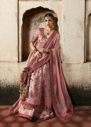 Hussain Rehar Massarat Embroidered Organza Unstitched 3Pc Suit - Roshanara