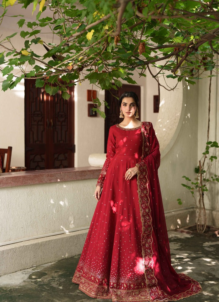 Neeshay Shagun Embroidered Raw Silk Unstitched 3Pc Suit - ROSHANARA