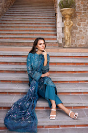 Afrozeh Damask The Holiday Unstitched Lawn 3Pc Suit AL-25-V2-05B ROSHEEN