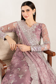 Farasha Fiorella Embroidered Chiffon Unstitched 3Pc Suit - Rosy Spark