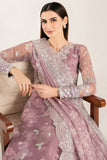 Farasha Fiorella Embroidered Chiffon Unstitched 3Pc Suit - Rosy Spark