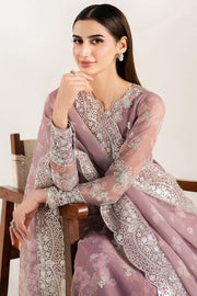 Farasha Fiorella Embroidered Chiffon Unstitched 3Pc Suit - Rosy Spark