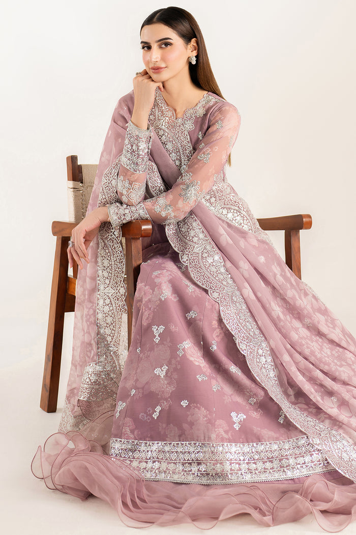 Farasha Fiorella Embroidered Chiffon Unstitched 3Pc Suit - Rosy Spark