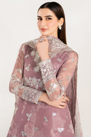 Farasha Fiorella Embroidered Chiffon Unstitched 3Pc Suit - Rosy Spark