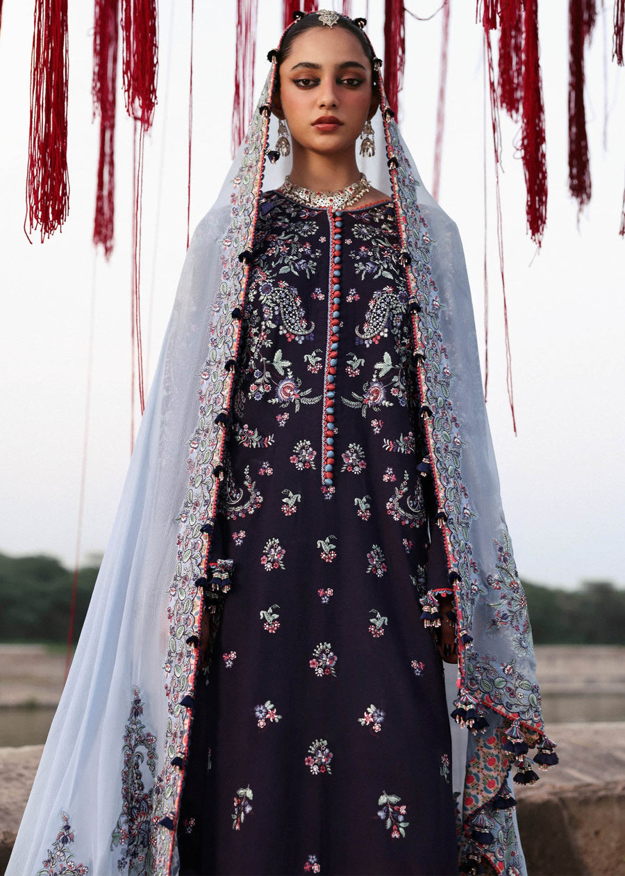 Hussain Rehar Embroidered Karandi Unstitched 3Pc Suit - Rouge
