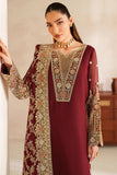 Farasha Luxury Embroidered Chiffon Unstitched 3Pc Suit - Rouge Muse