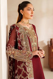 Farasha Luxury Embroidered Chiffon Unstitched 3Pc Suit - Rouge Muse