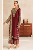 Farasha Luxury Embroidered Chiffon Unstitched 3Pc Suit - Rouge Muse