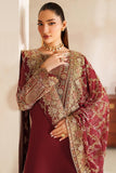 Farasha Luxury Embroidered Chiffon Unstitched 3Pc Suit - Rouge Muse
