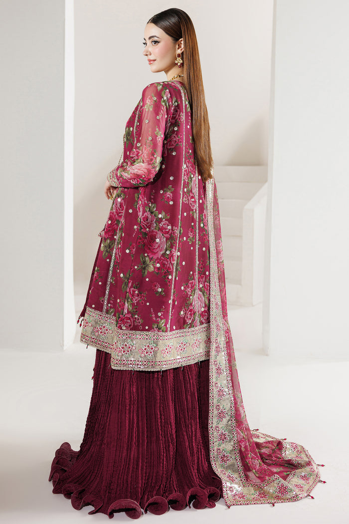 Farasha Fiorella Embroidered Chiffon Unstitched 3Pc Suit - ROUGE REIGN