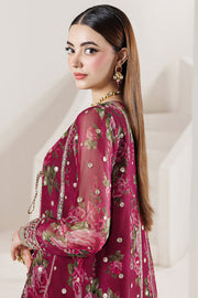 Farasha Fiorella Embroidered Chiffon Unstitched 3Pc Suit - ROUGE REIGN