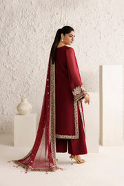 Farasha Luxury Formal Embroidered Chiffon Unstitched 3Pc Suit - Rouge Scarlet
