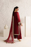 Farasha Luxury Formal Embroidered Chiffon Unstitched 3Pc Suit - Rouge Scarlet