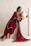 Farasha Luxury Formal Embroidered Chiffon Unstitched 3Pc Suit - Rouge Scarlet