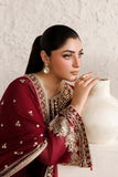 Farasha Luxury Formal Embroidered Chiffon Unstitched 3Pc Suit - Rouge Scarlet