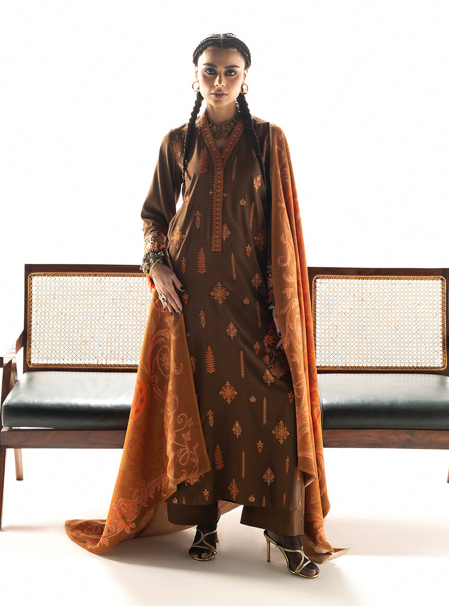 Zainab Chottani Embroidered Marina Twill Unstitched 3Pc Suit D-04 Rovi