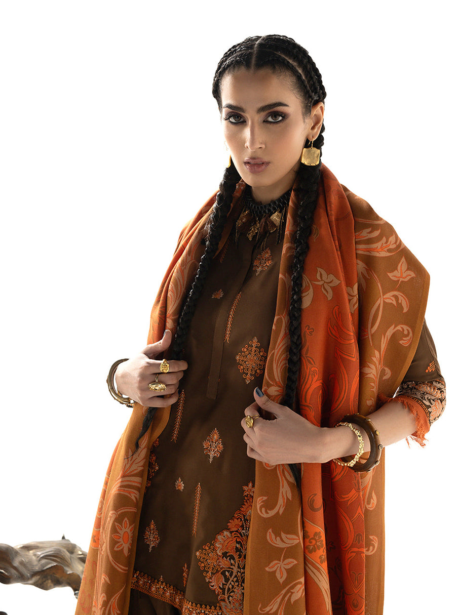Zainab Chottani Embroidered Marina Twill Unstitched 3Pc Suit D-04 Rovi