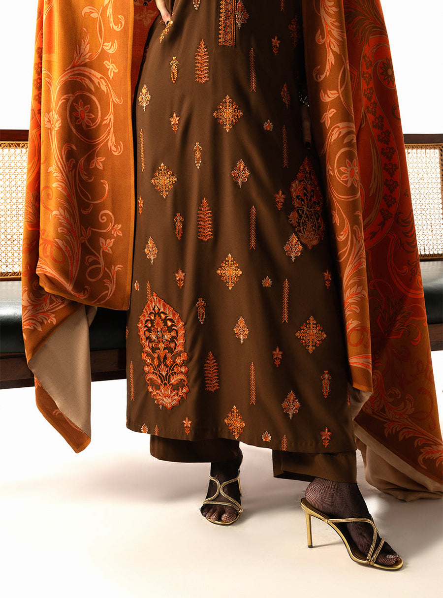 Zainab Chottani Embroidered Marina Twill Unstitched 3Pc Suit D-04 Rovi