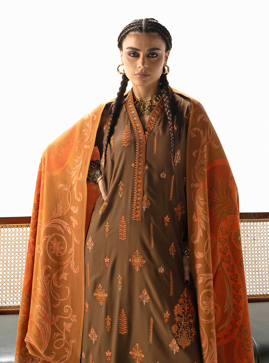 Zainab Chottani Embroidered Marina Twill Unstitched 3Pc Suit D-04 Rovi