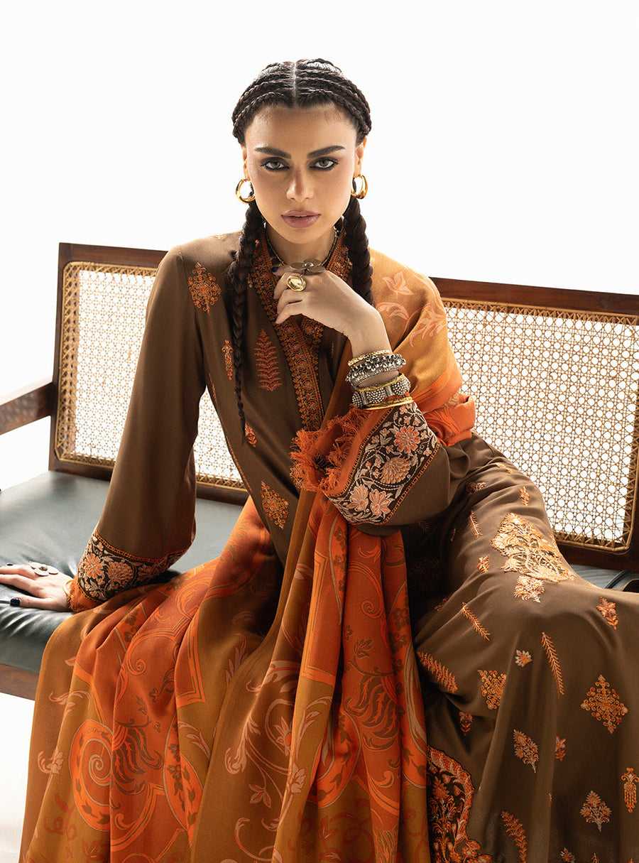 Zainab Chottani Embroidered Marina Twill Unstitched 3Pc Suit D-04 Rovi