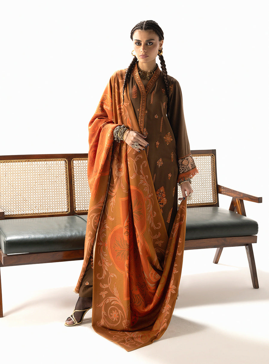 Zainab Chottani Embroidered Marina Twill Unstitched 3Pc Suit D-04 Rovi