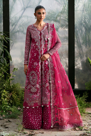 Afrozeh La Fuchsia Embroidered Organza Unstitched 3Pc Suit ALF-25-V1-03 ROWAN