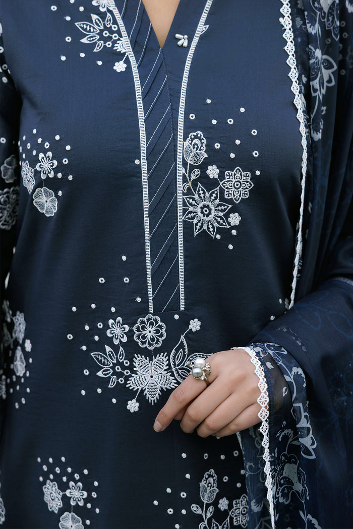Farasha Summer Weaves Embroidered Lawn Unstitched 3Pc Suit - Royal Lux