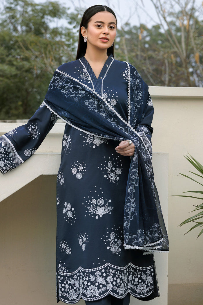 Farasha Summer Weaves Embroidered Lawn Unstitched 3Pc Suit - Royal Lux