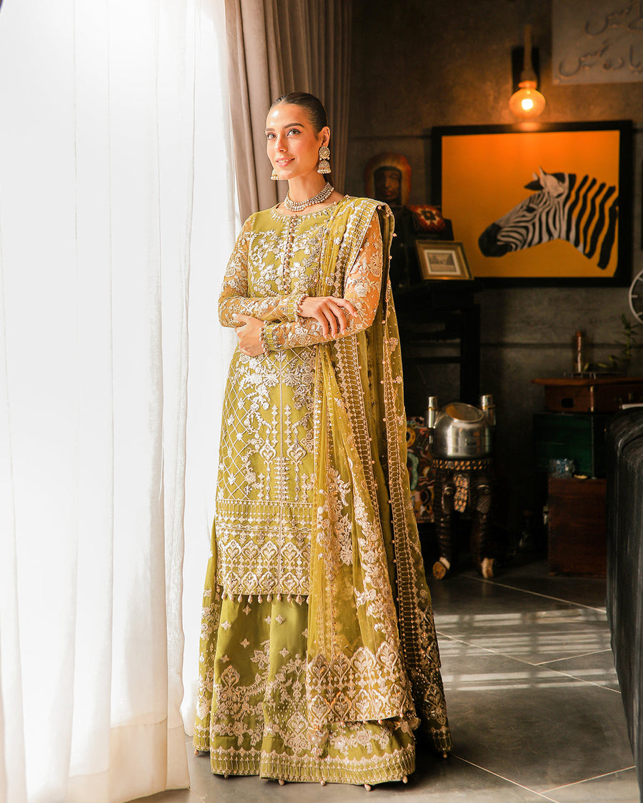 Nira by Faiza Saqlain Embroidered Net Unstitched 3Pc Suit - ROZHIN