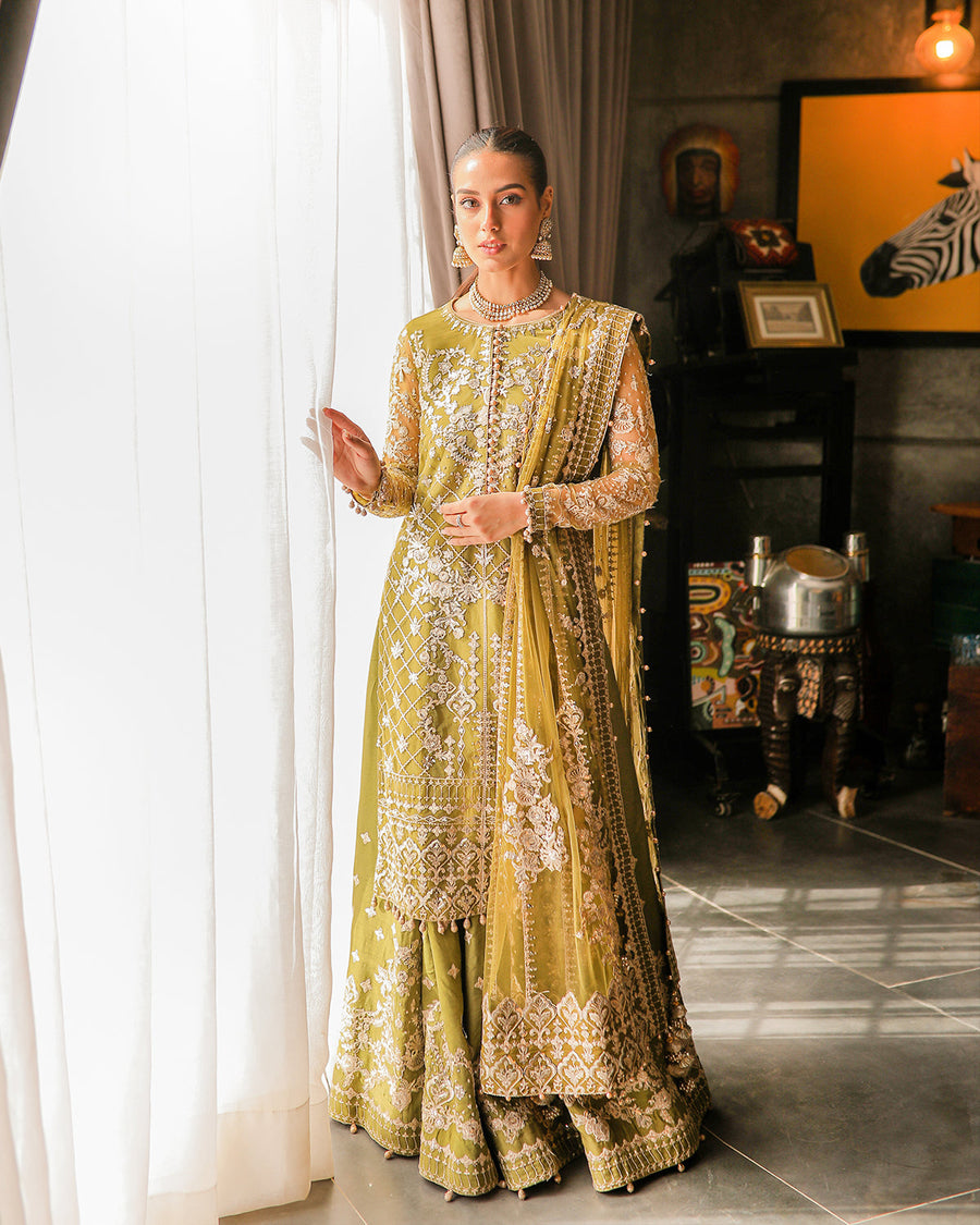 Nira by Faiza Saqlain Embroidered Net Unstitched 3Pc Suit - ROZHIN