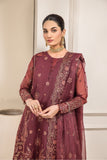 FARASHA Luxe Atelier Embroidered Luxury Organza Unstitched Suit - Ruby