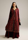 Hussain Rehar Embroidered Khaddar Unstitched 3Pc Suit - Ruby