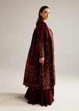 Hussain Rehar Embroidered Khaddar Unstitched 3Pc Suit - Ruby