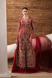 Emaan Adeel Starlit Jewels Unstitched Organza 3Pc Suit - Ruby Veil