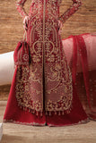 Emaan Adeel Starlit Jewels Unstitched Organza 3Pc Suit - Ruby Veil