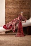 Emaan Adeel Starlit Jewels Unstitched Organza 3Pc Suit - Ruby Veil